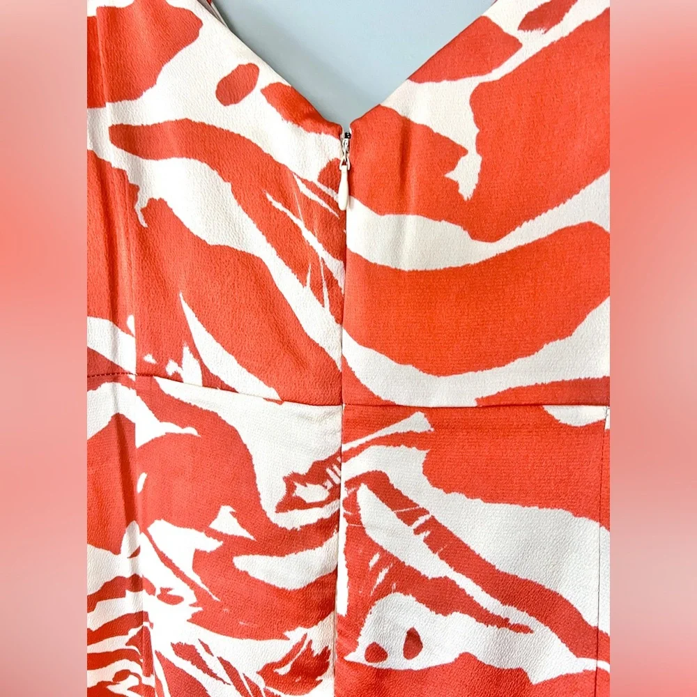Bar III Printed Hammered-Satin Twist-Front Faux-Wrap Midi Dress Orange Cream‎ XL
